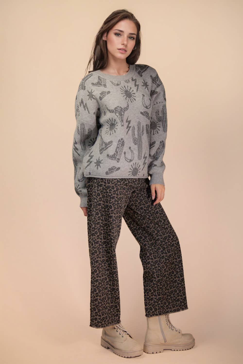 Western Oversized Knit Sweater