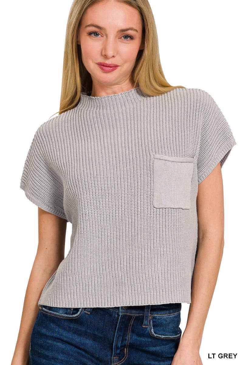 Mock Neck Short Sleeve Sweater