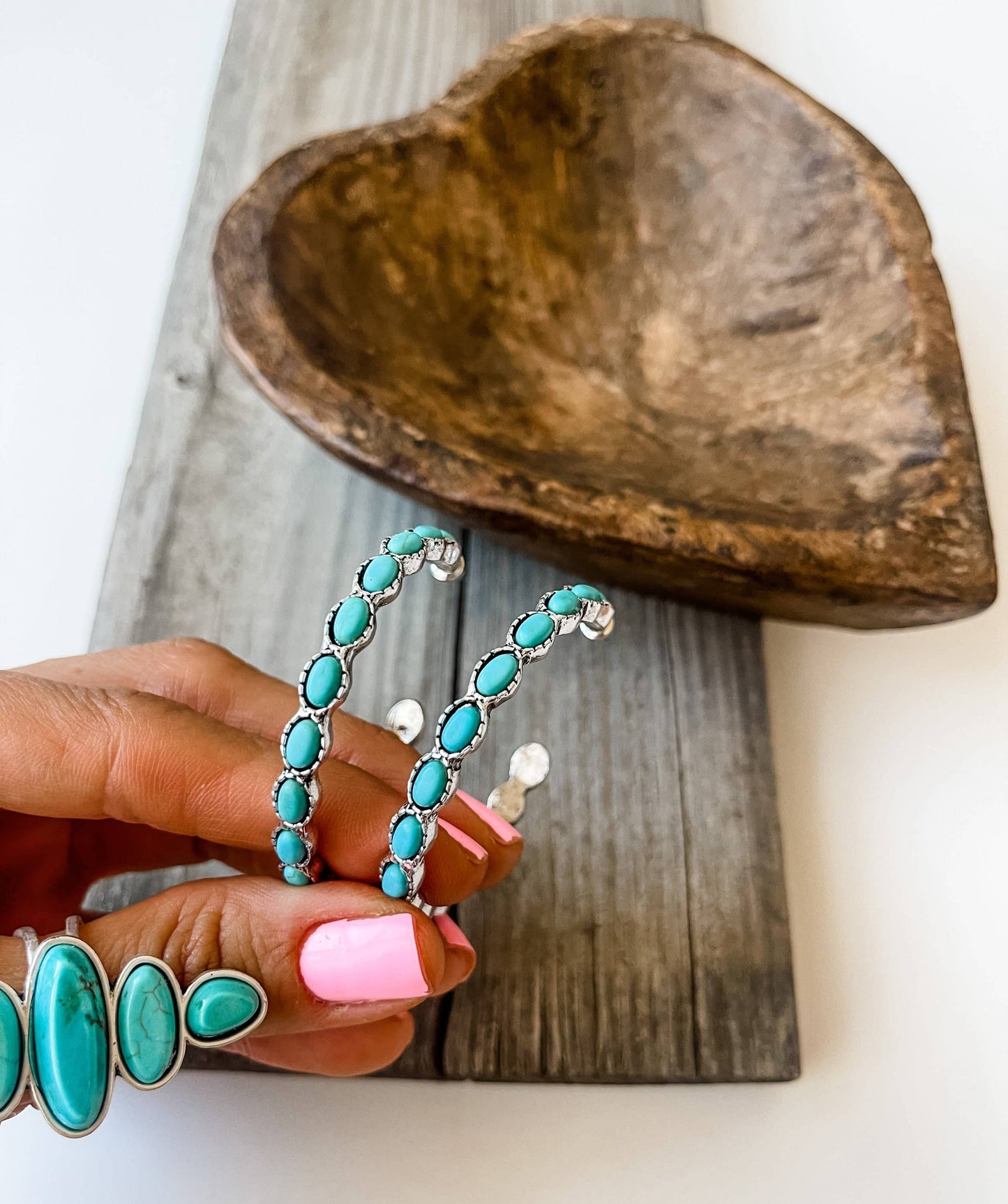 Turquoise Stone Hoops
