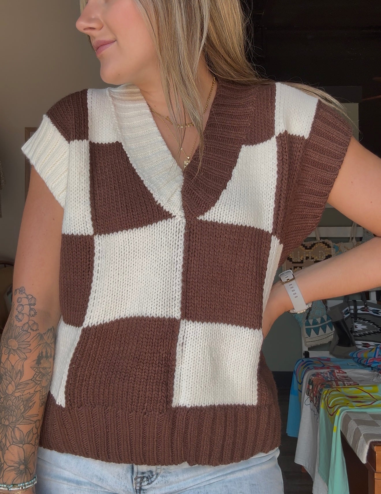 Checkered Sweater Vest