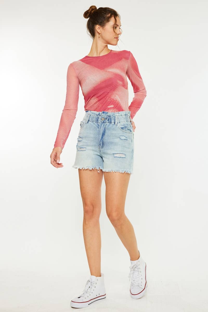 Paper bag Distressed Shorts