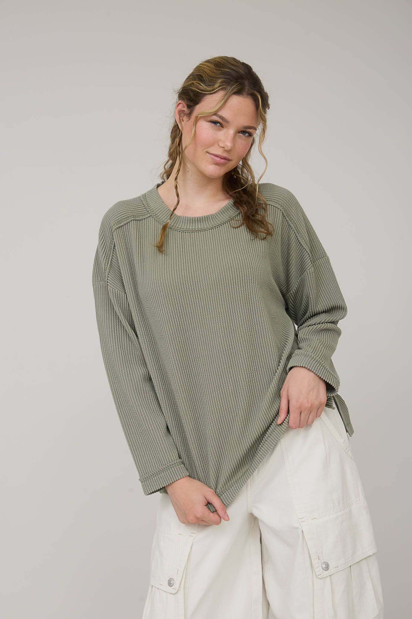 Dahlia Long Sleeve Ribbed Top
