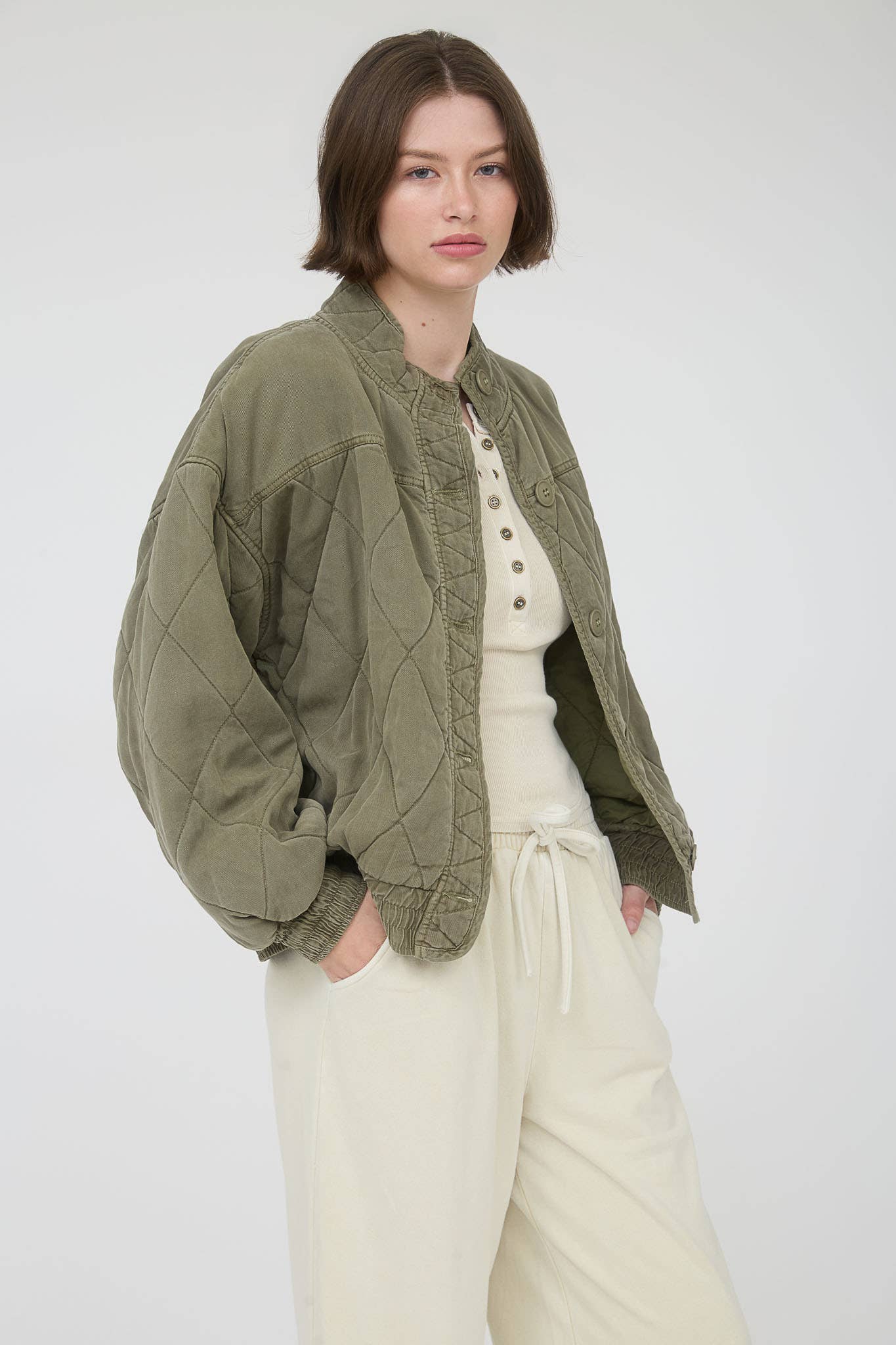 QUILTED BUTTON DOWN JACKET