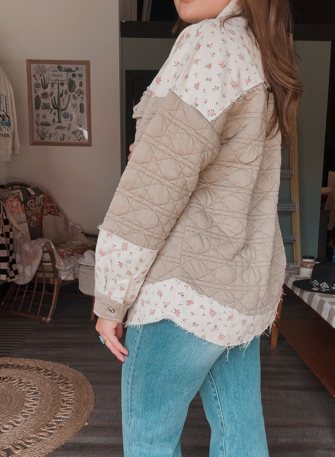 Floral Printed Contrast Jacket