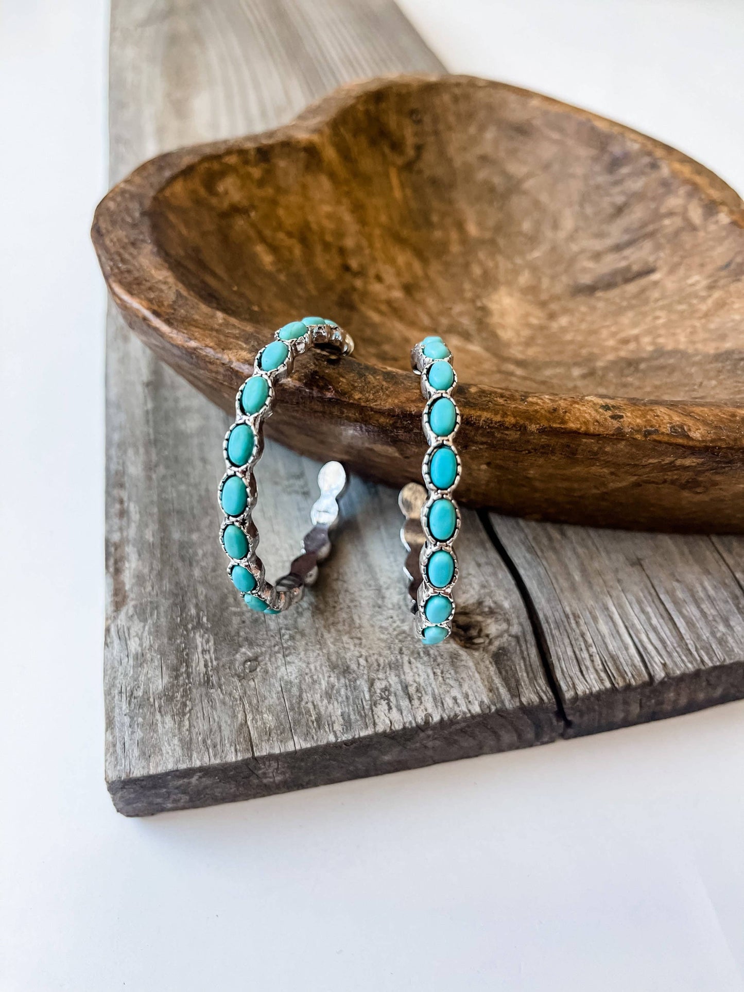 Turquoise Stone Hoops