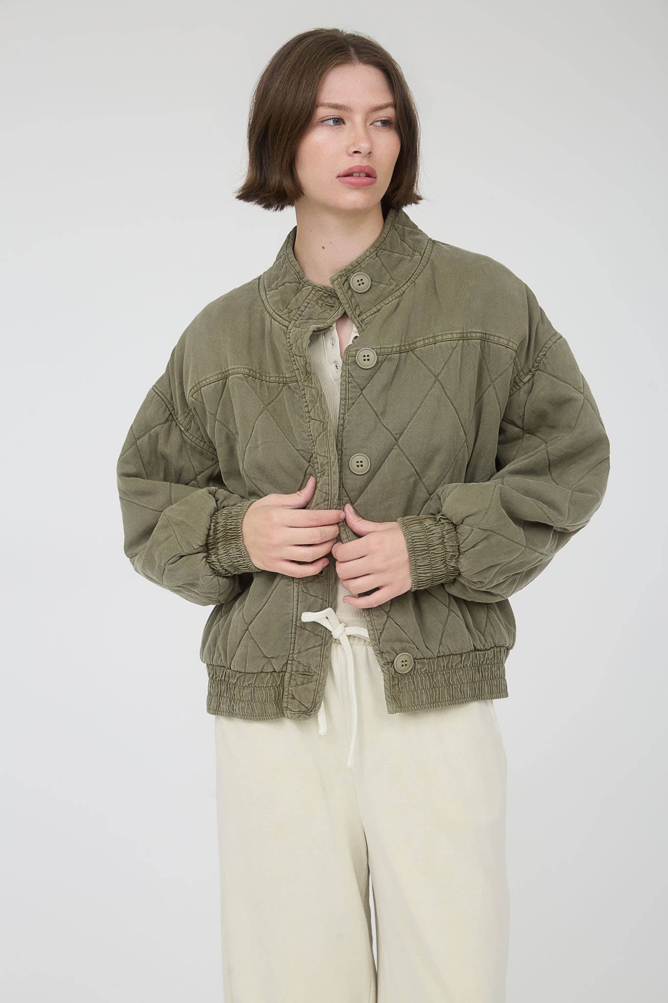 QUILTED BUTTON DOWN JACKET