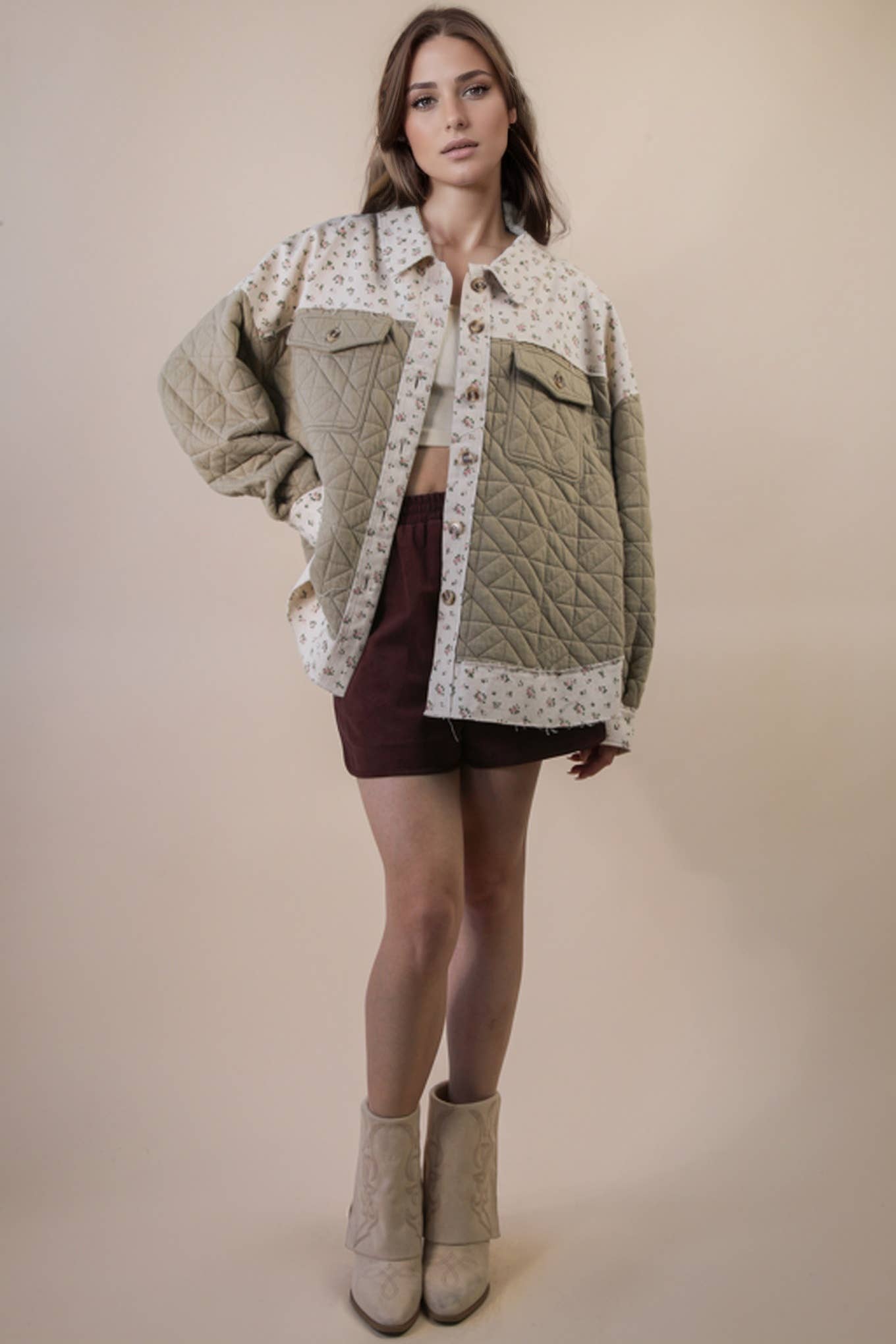 Floral Printed Contrast Jacket