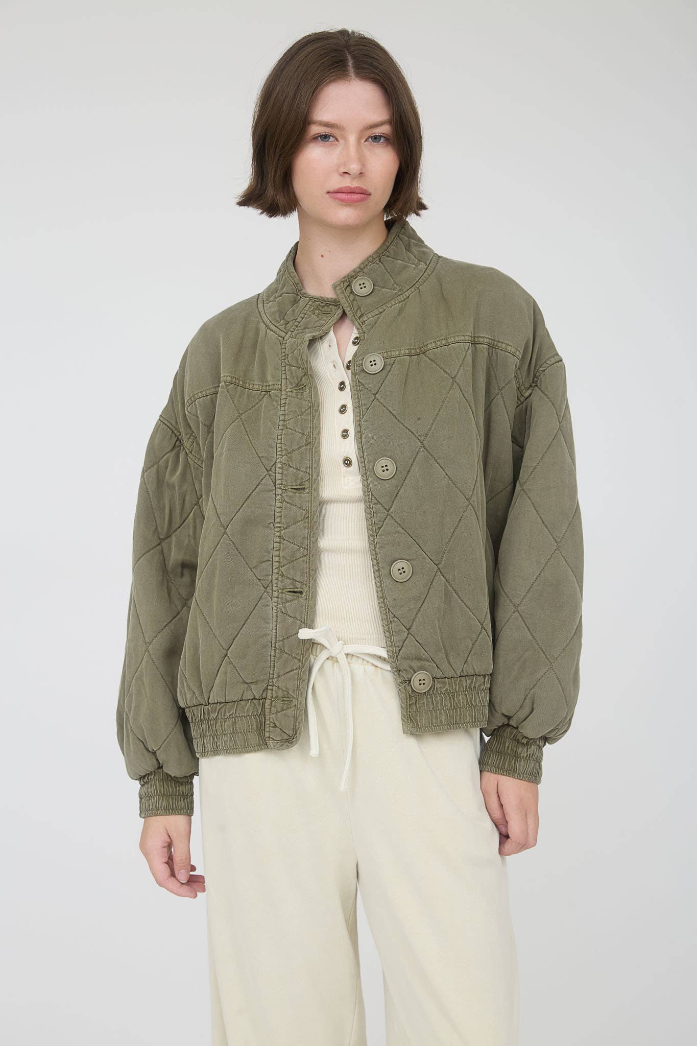 QUILTED BUTTON DOWN JACKET