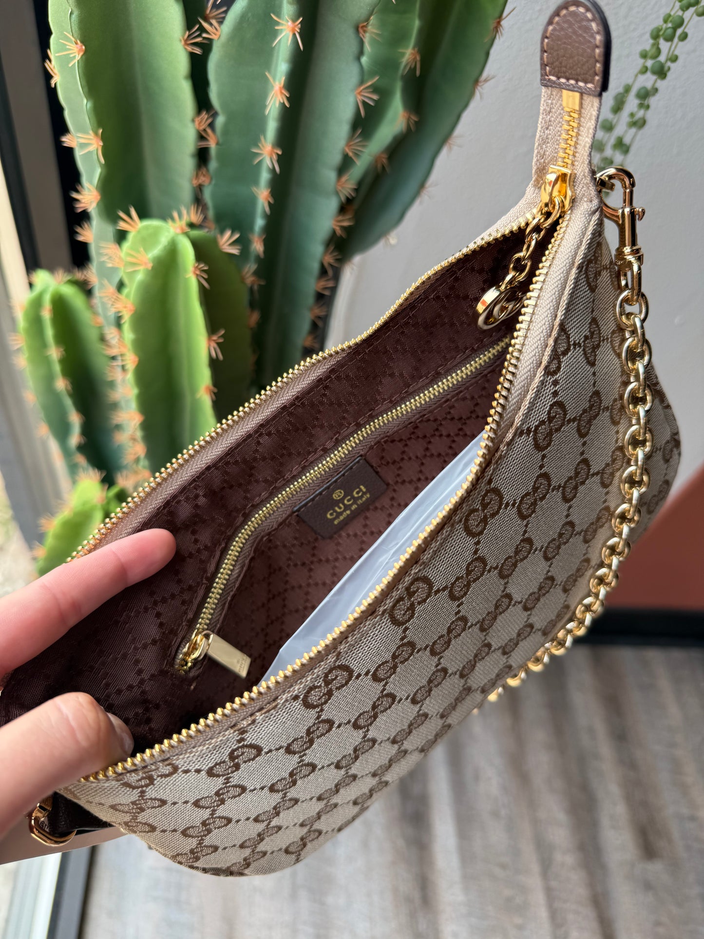 Luxury Tan Gold Chain Crossbody