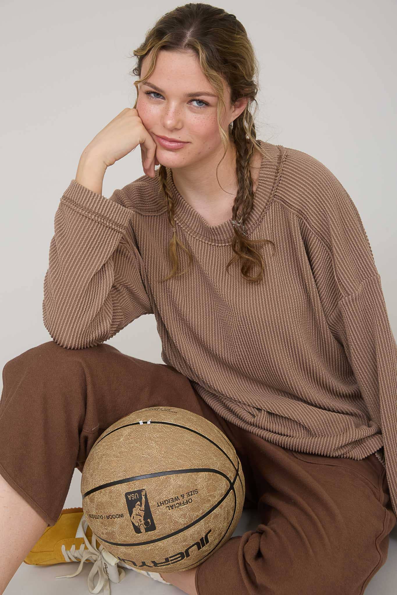 Dahlia Long Sleeve Ribbed Top