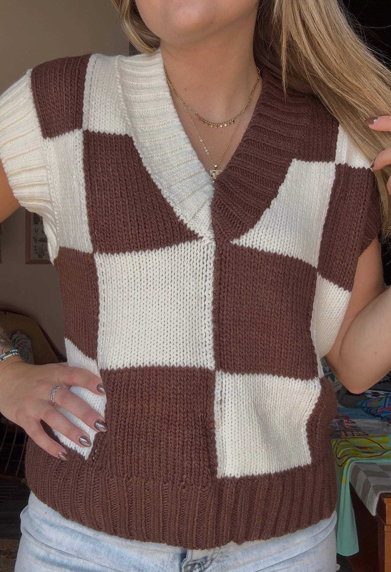 Checkered Sweater Vest