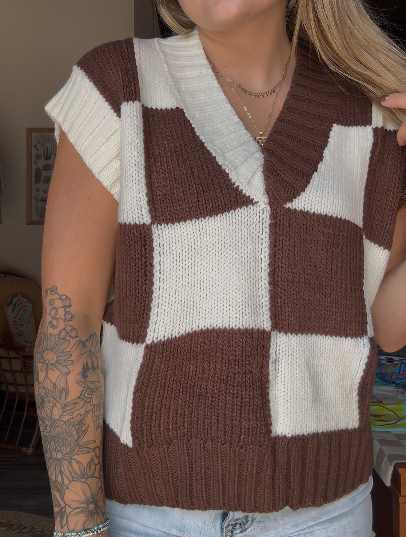 Checkered Sweater Vest