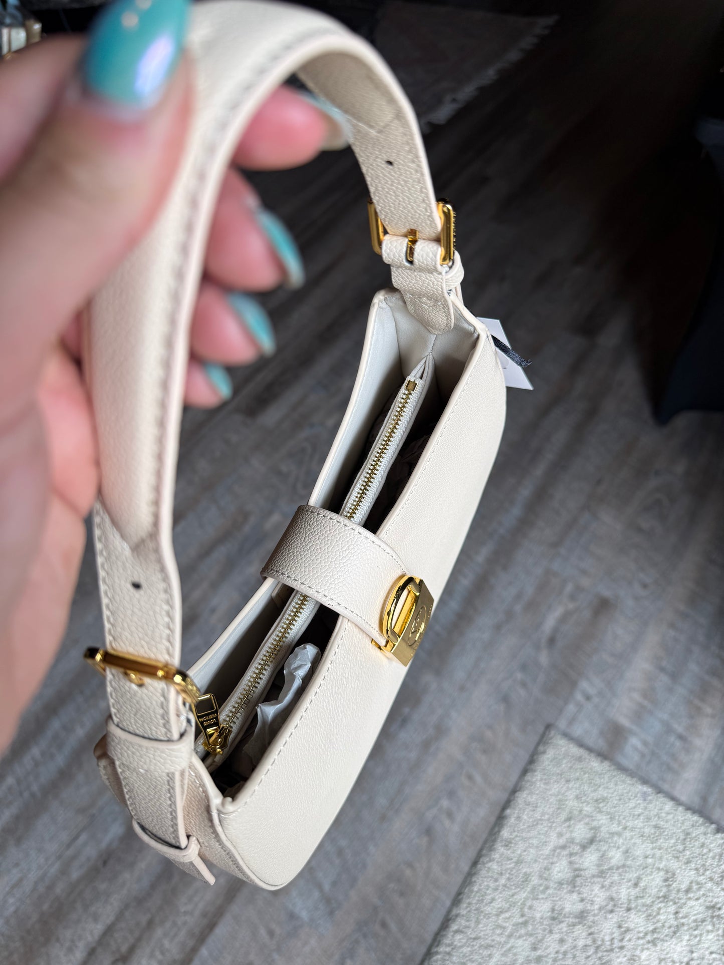 Luxury White Saddle Bag with Lock
