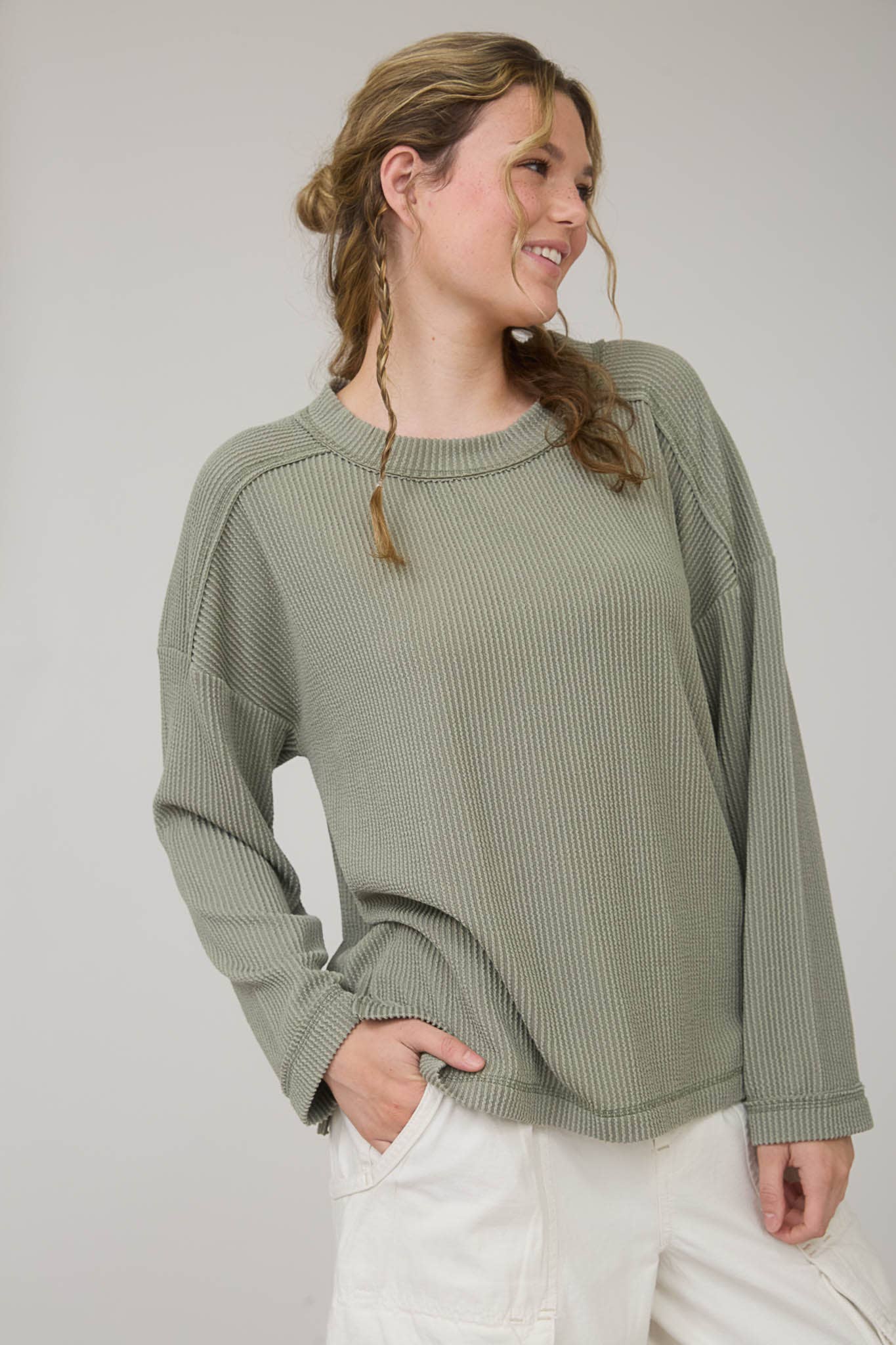 Dahlia Long Sleeve Ribbed Top