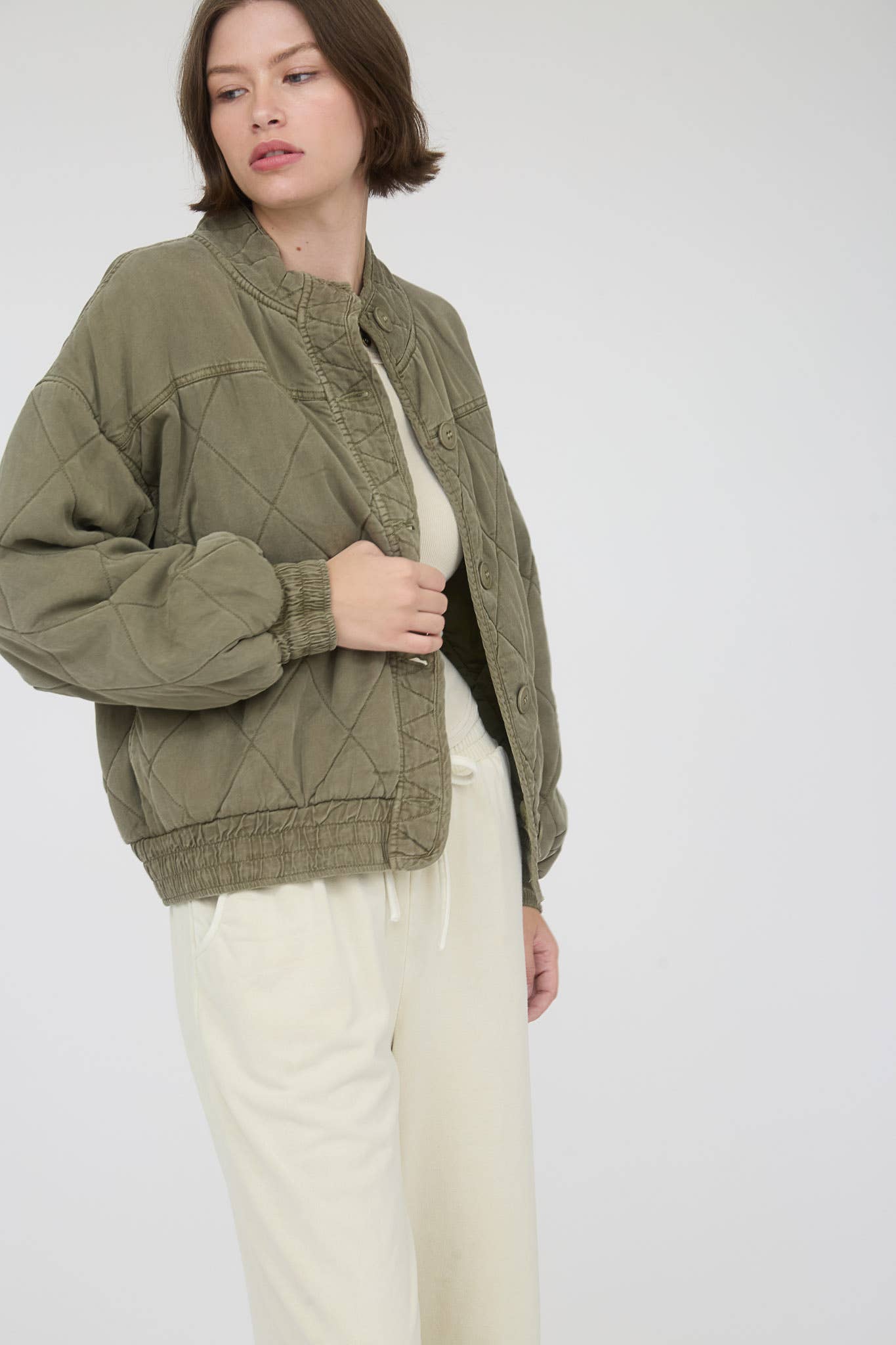 QUILTED BUTTON DOWN JACKET