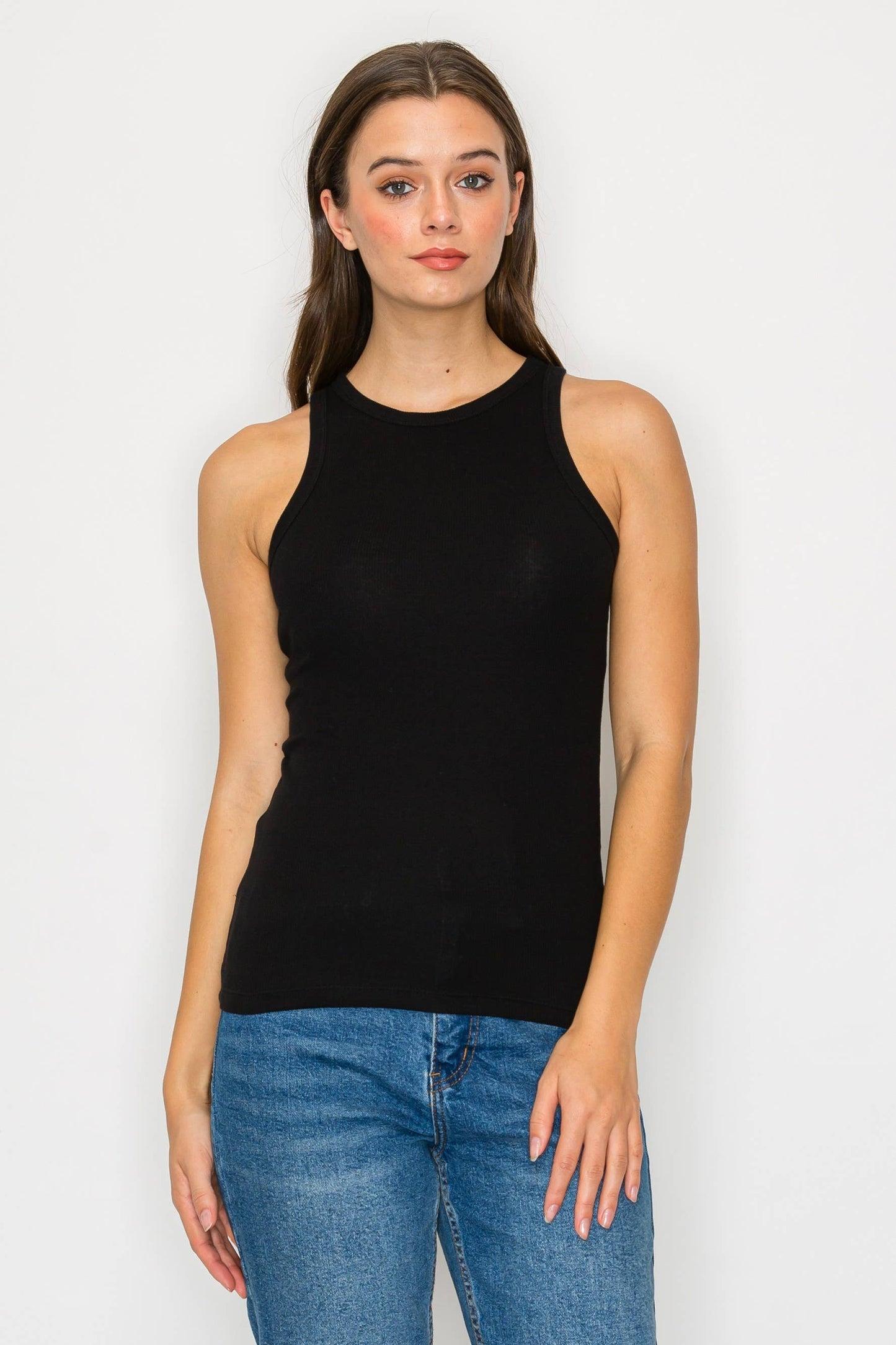 High Neck Ribbed Tank Top