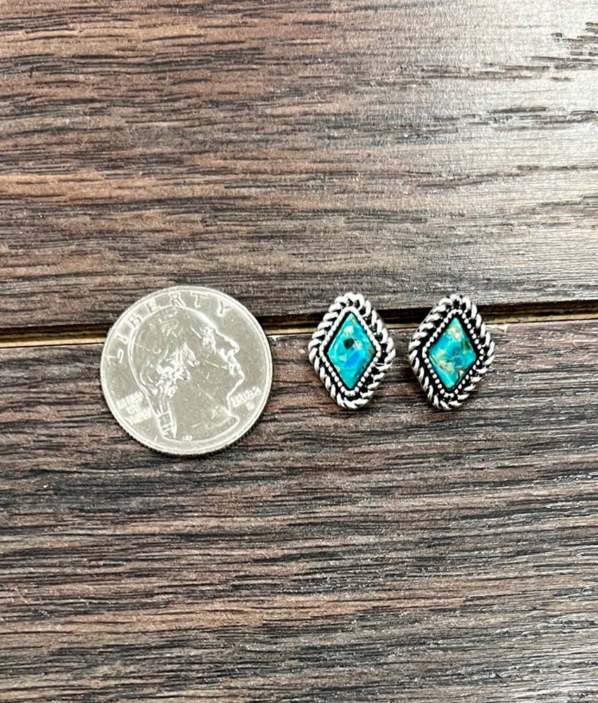 Turquoise Diamond Stud