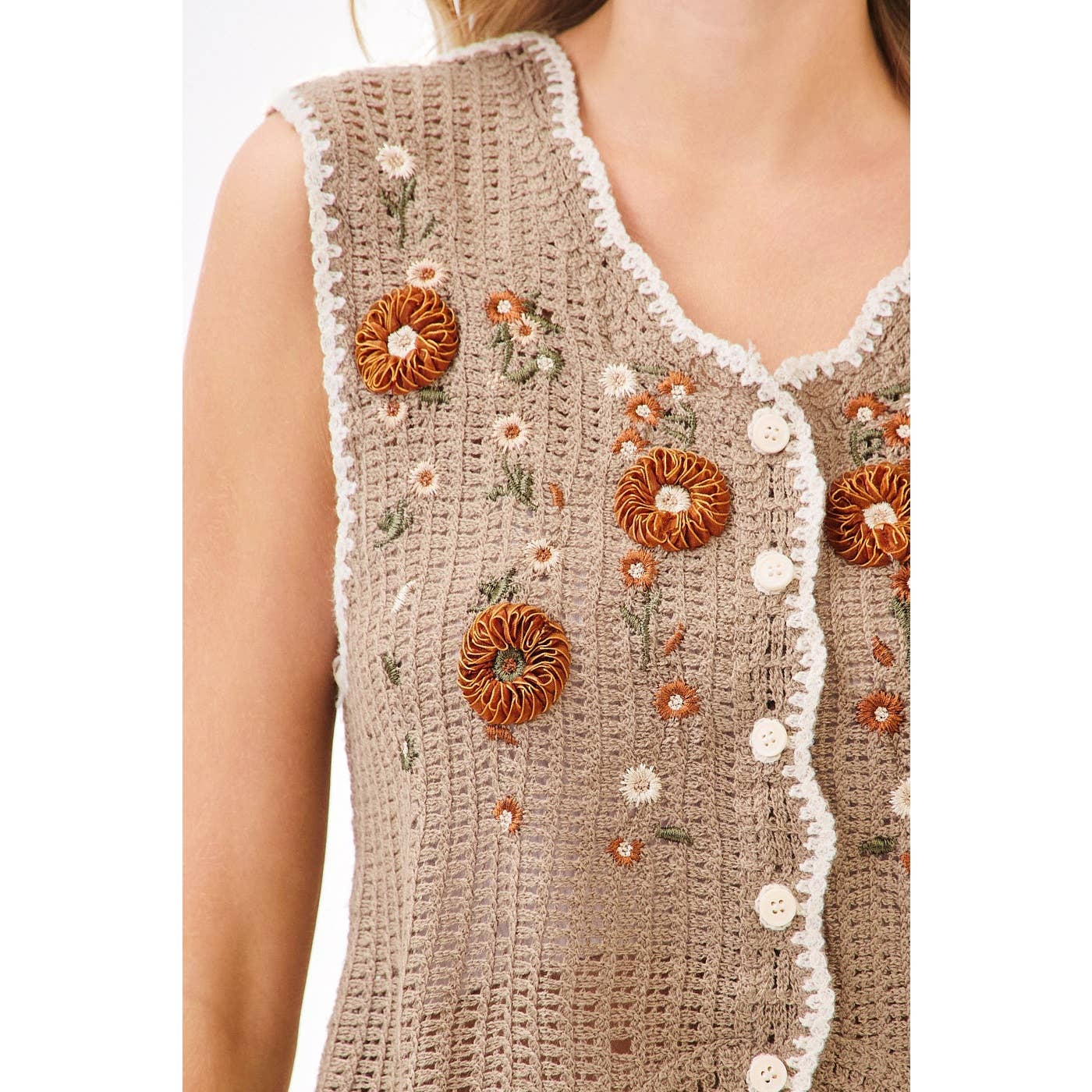 Fall Embroidery Crochet Vest
