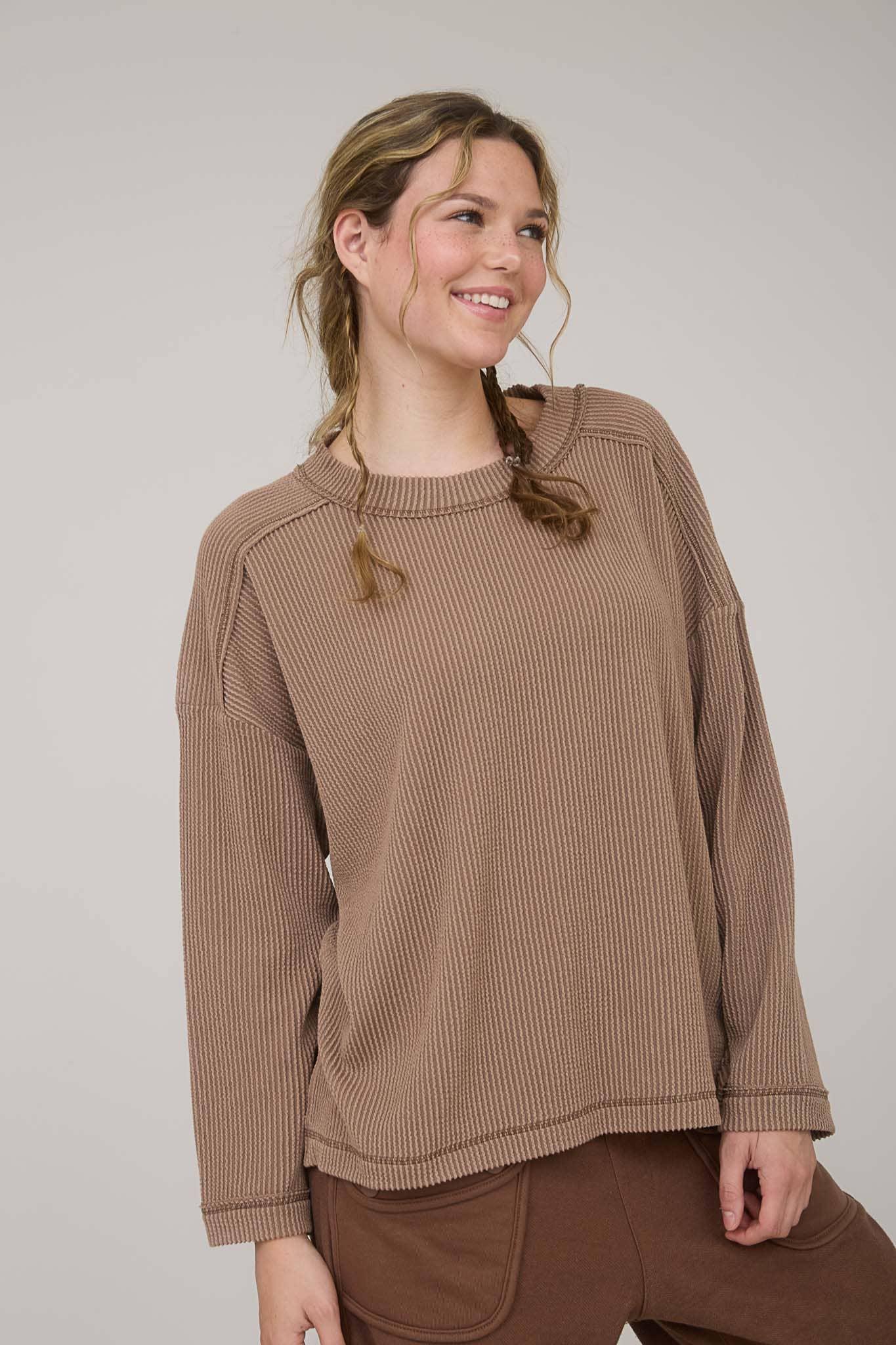 Dahlia Long Sleeve Ribbed Top