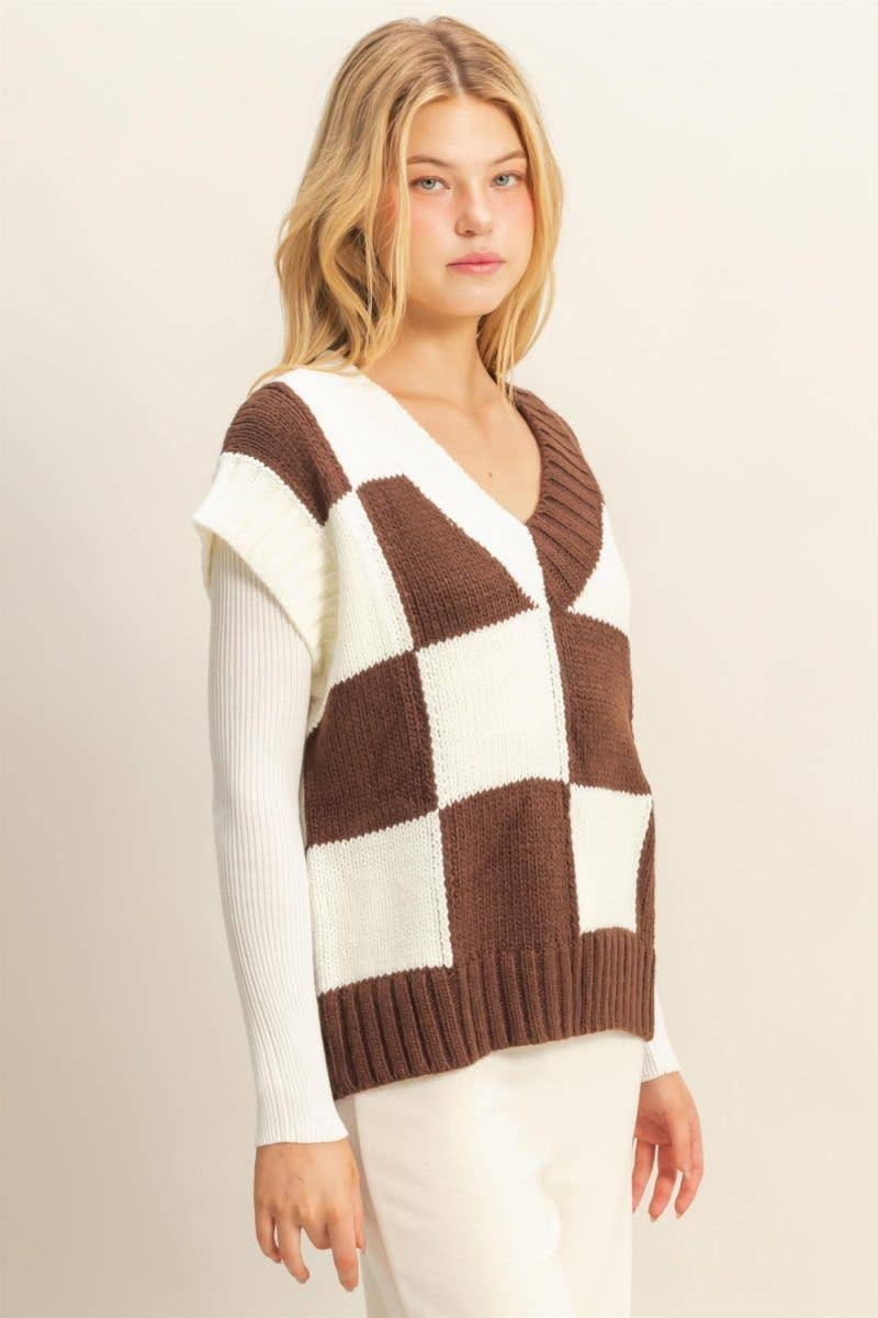 Checkered Sweater Vest