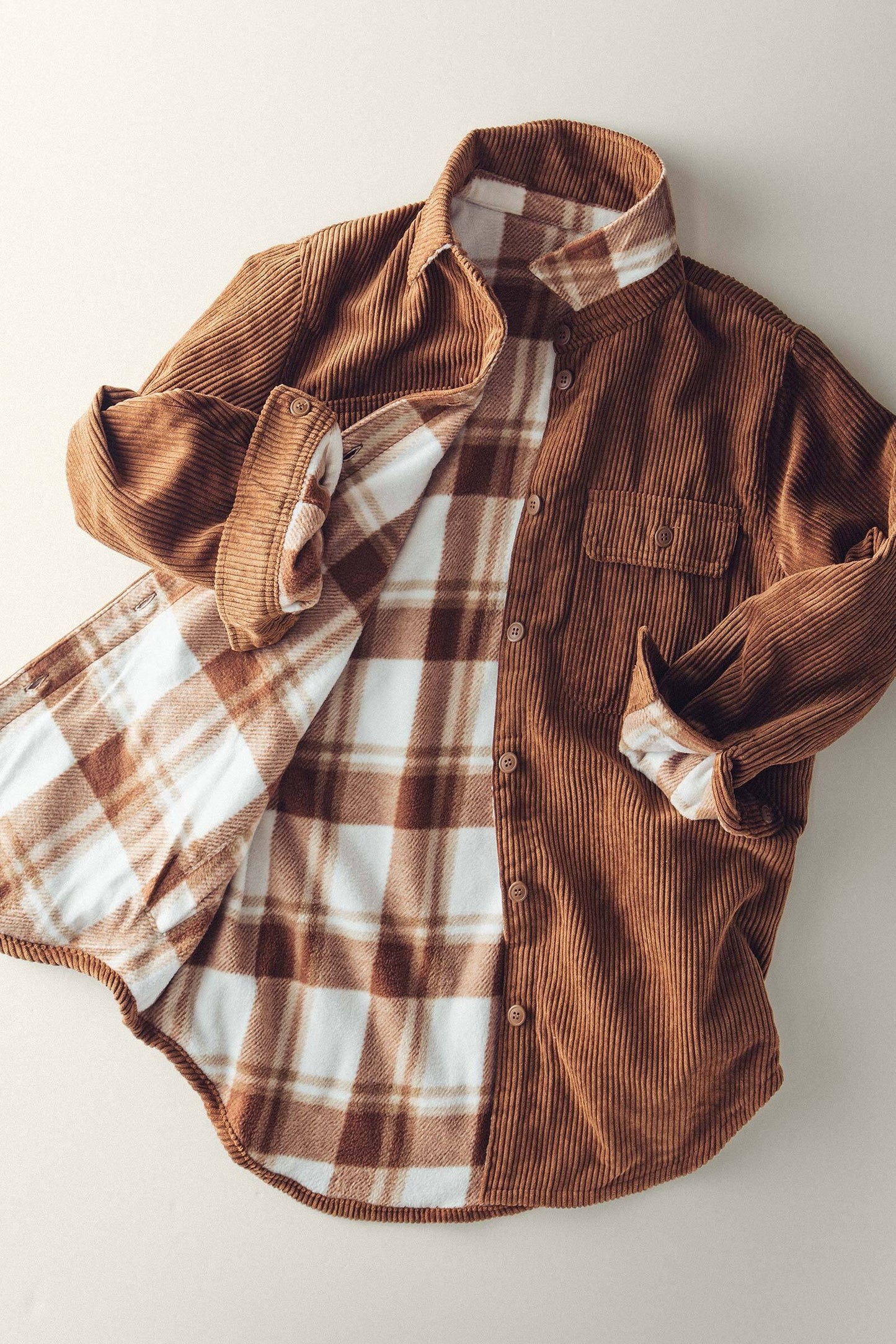 REVERSIBLE Corduroy & Plaid Shacket