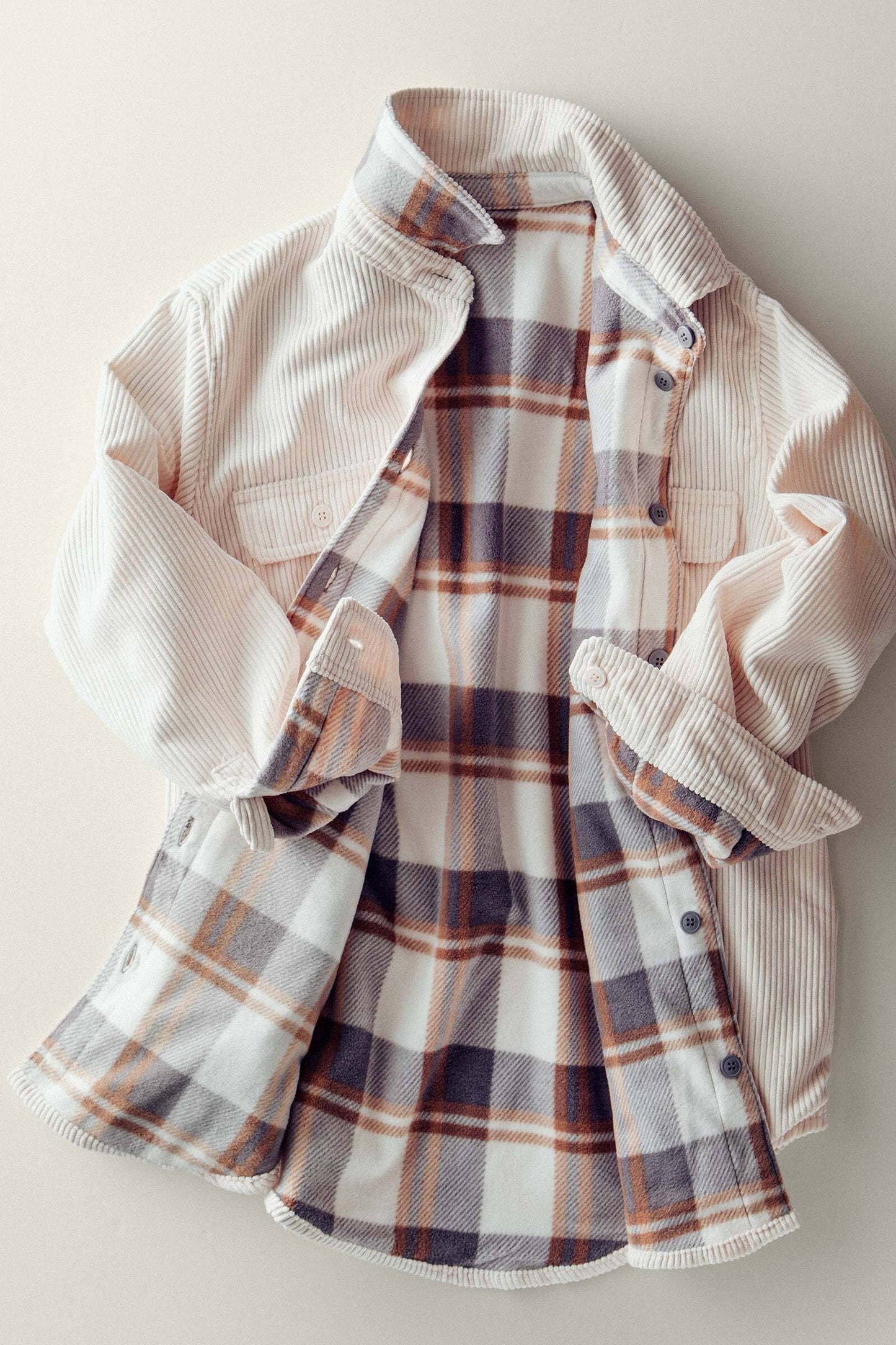 REVERSIBLE Corduroy & Plaid Shacket