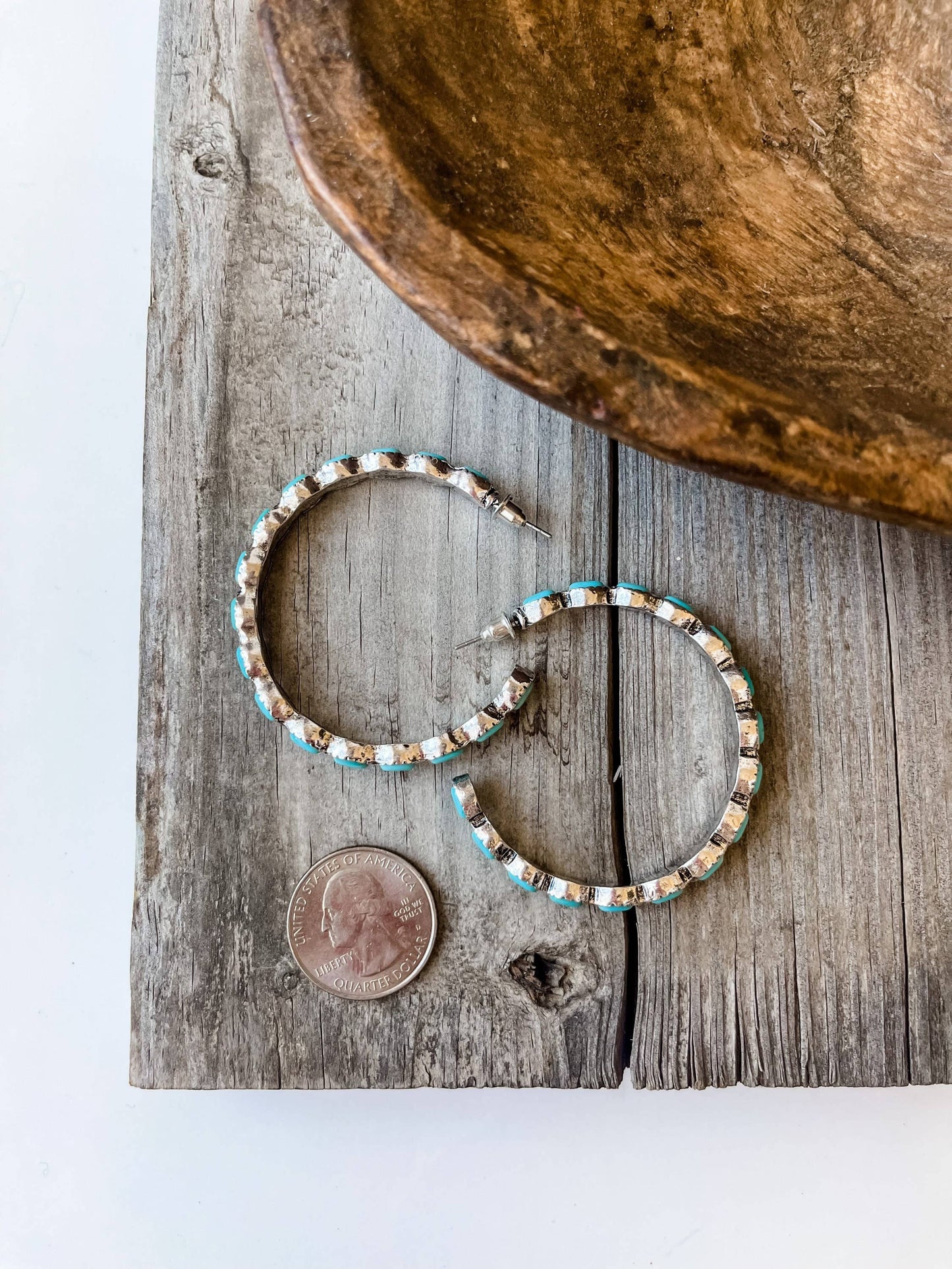 Turquoise Stone Hoops