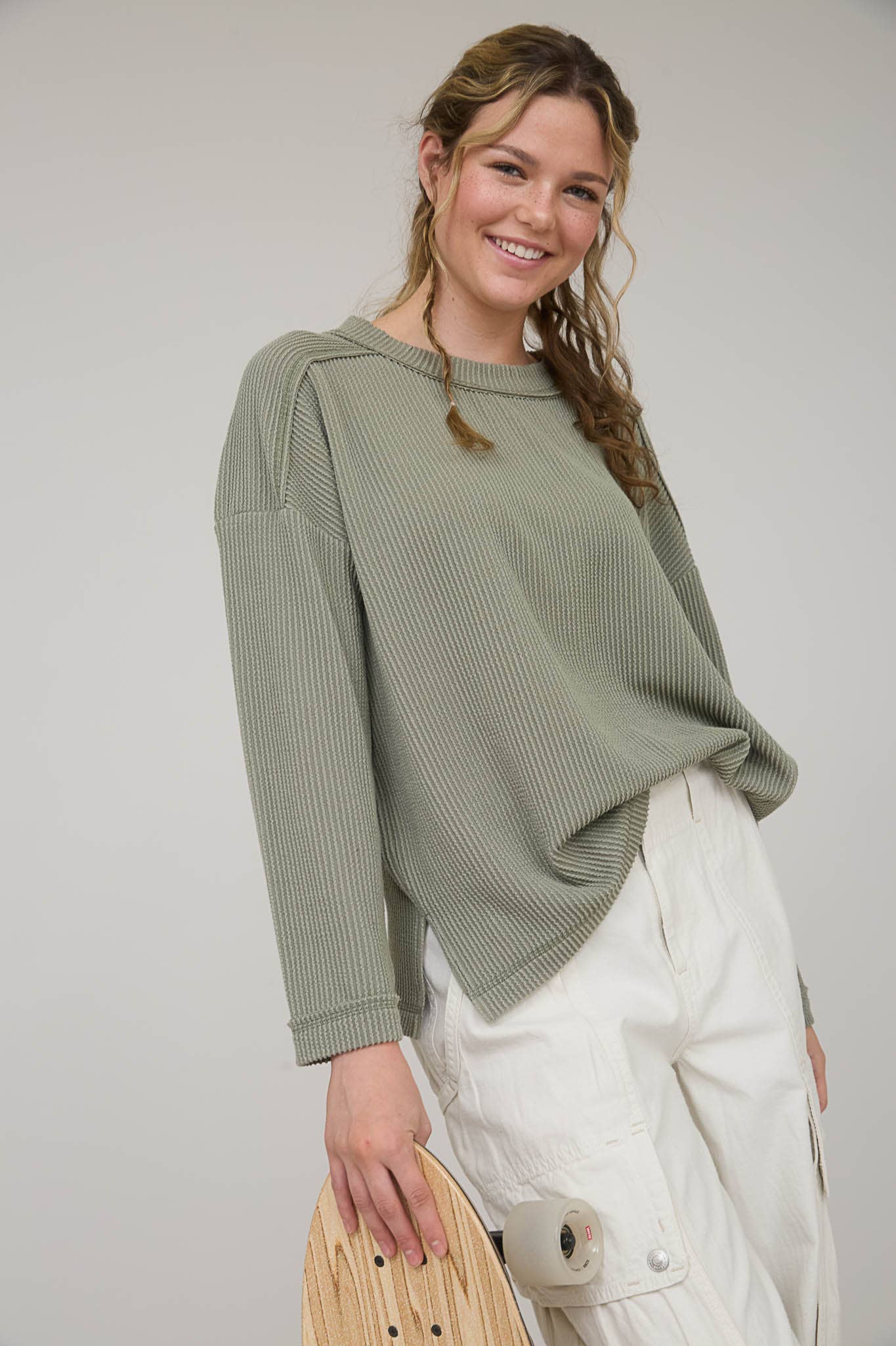 Dahlia Long Sleeve Ribbed Top