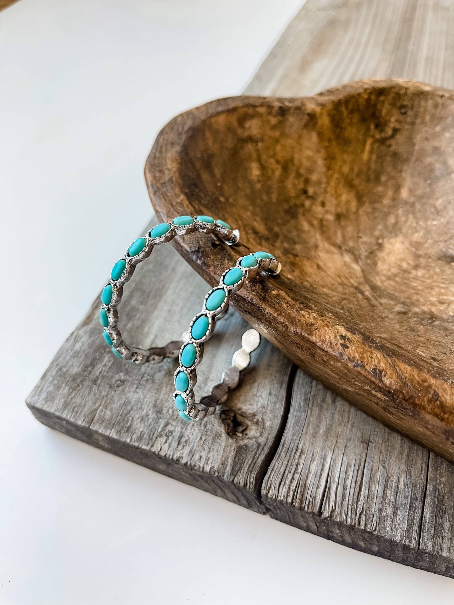 Turquoise Stone Hoops