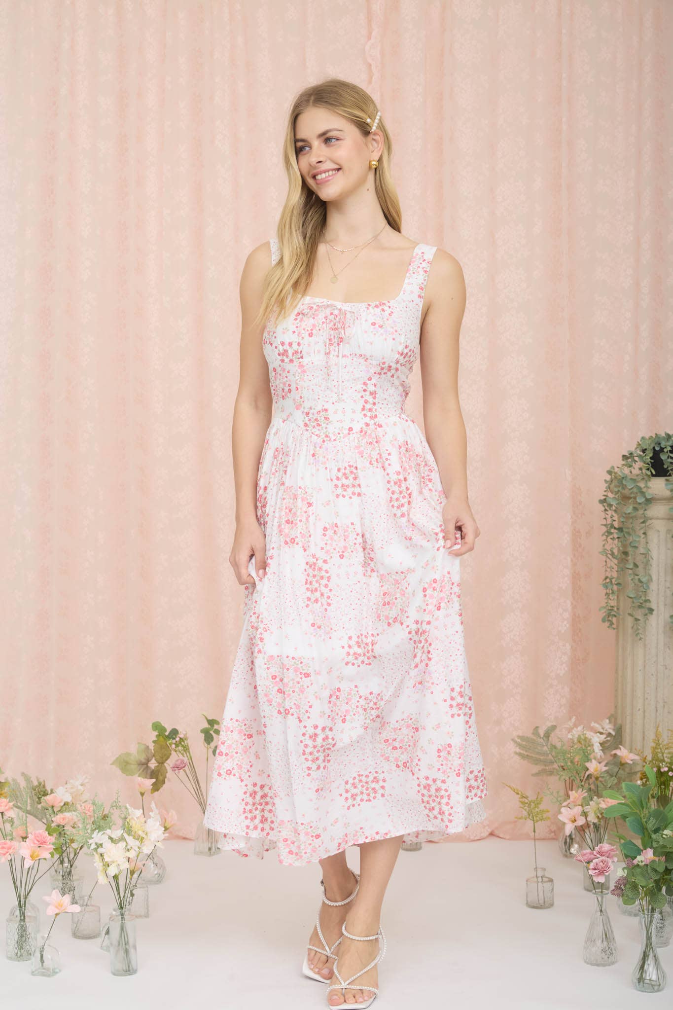 Pink Floral Corset Dress