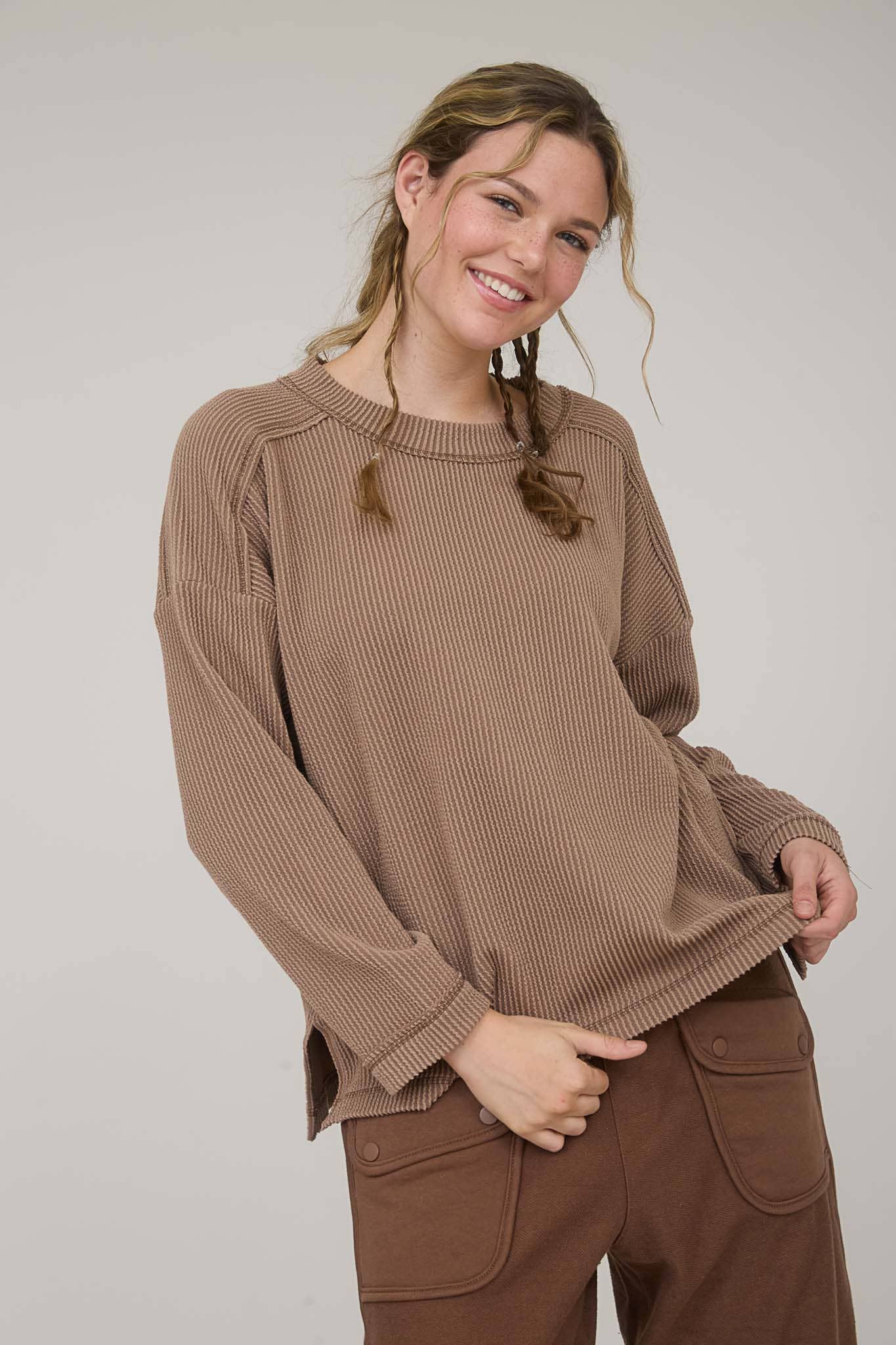 Dahlia Long Sleeve Ribbed Top