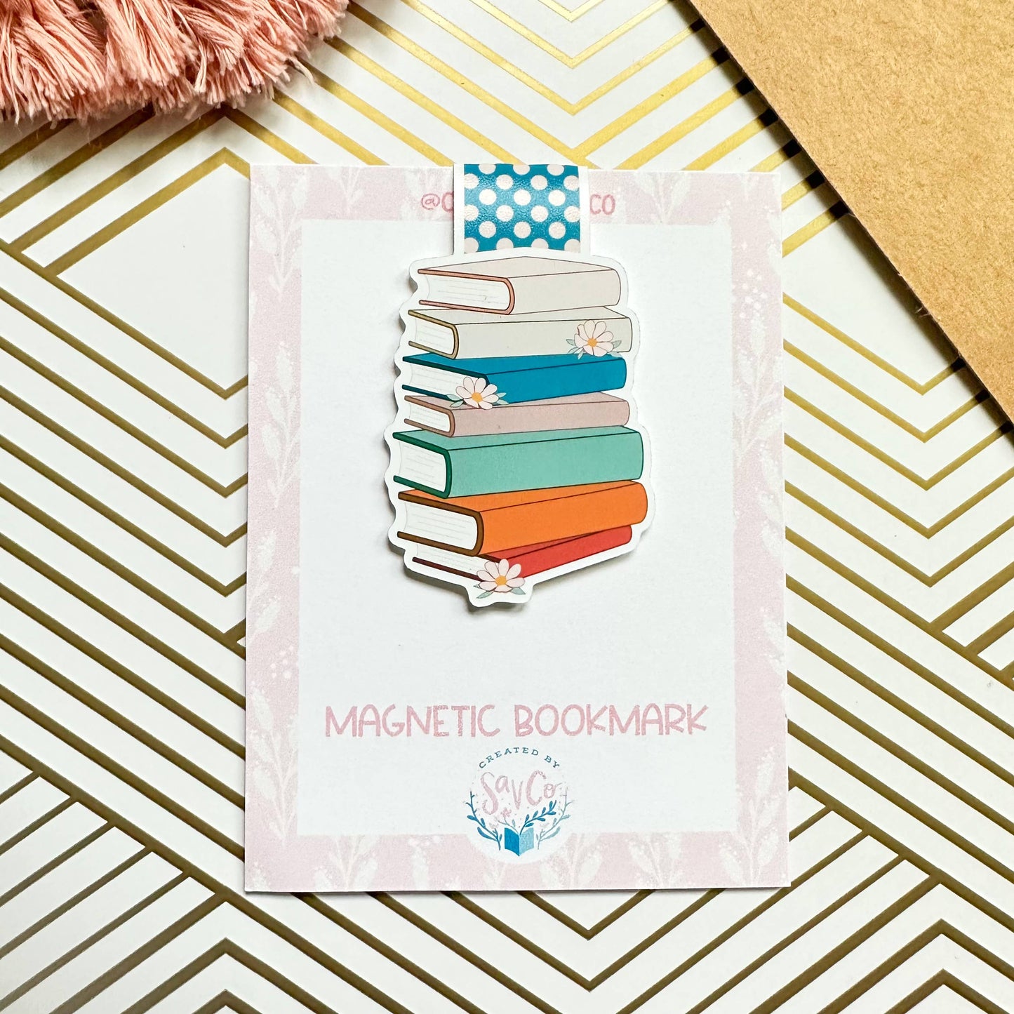 Floral Bookstack Magnetic Bookmark