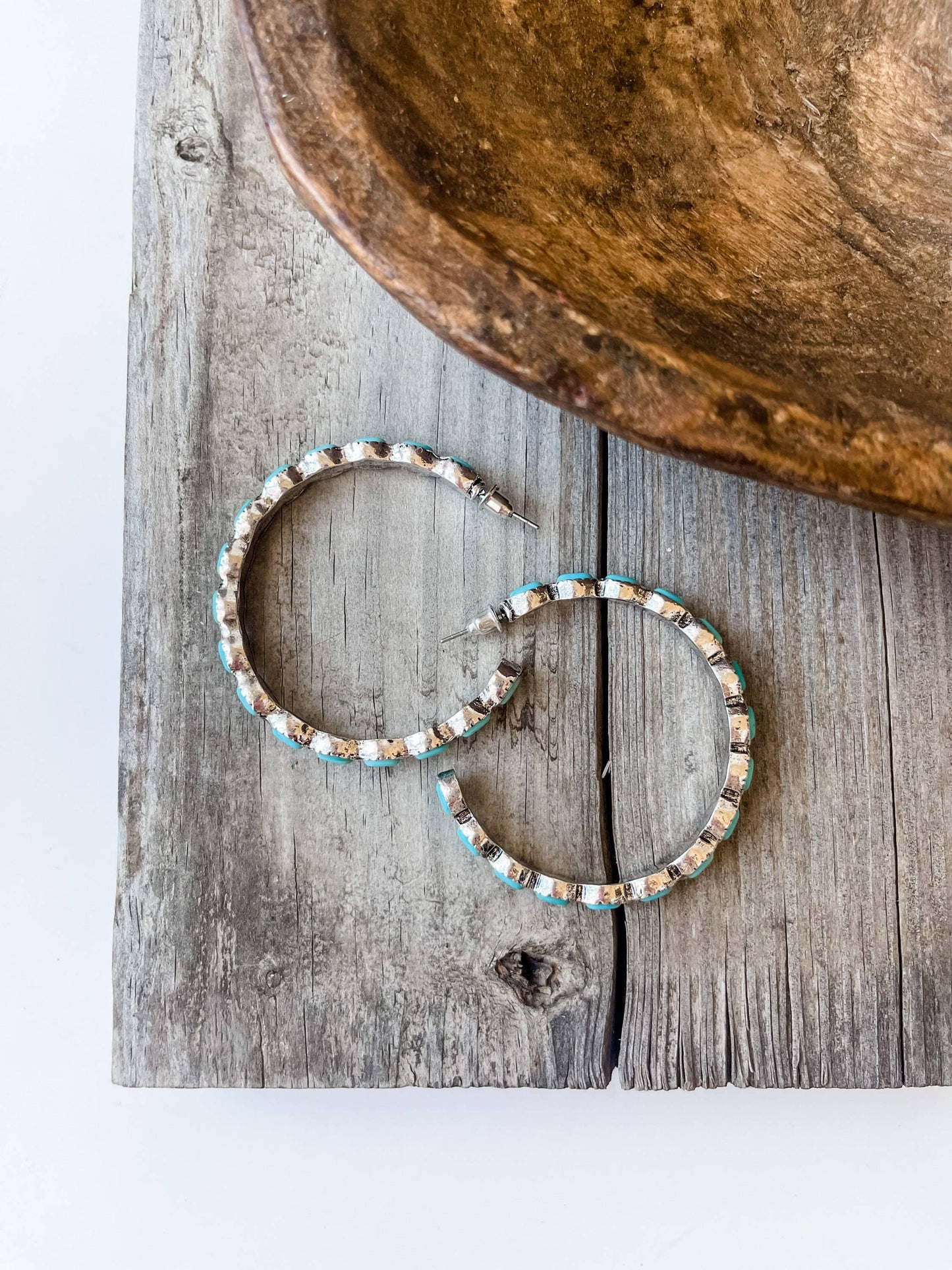 Turquoise Stone Hoops