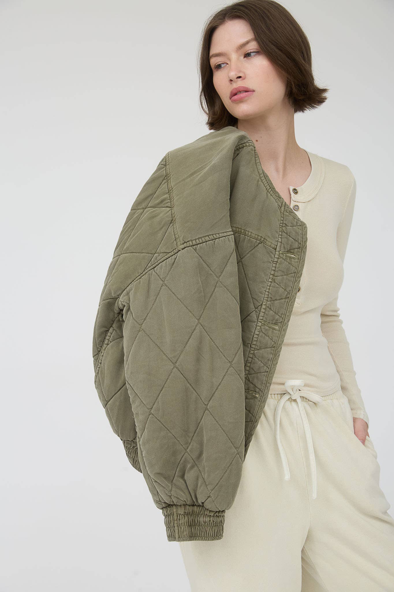 QUILTED BUTTON DOWN JACKET