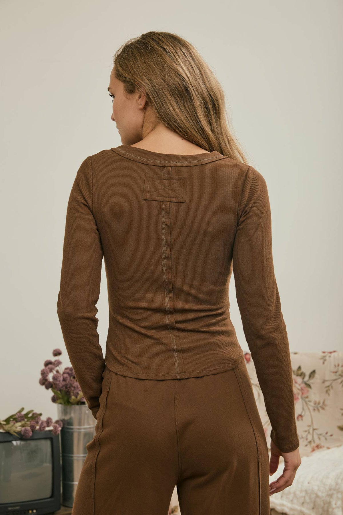 Ribbed Henley Top