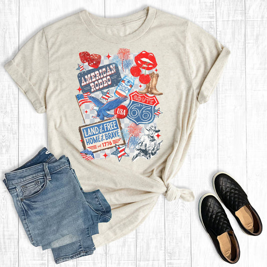 Western 4th Of July Collage Graphic Tee