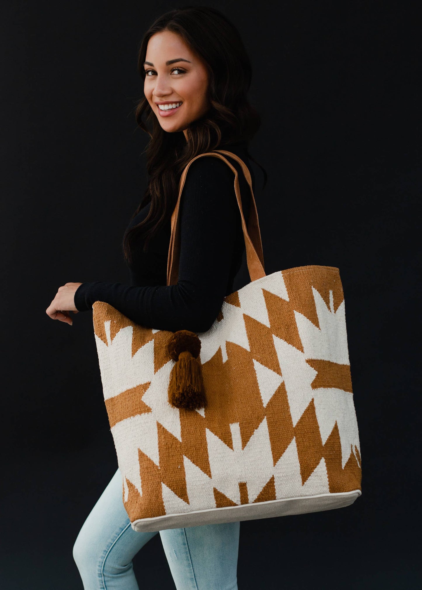 Camel & Cream Aztec Tote