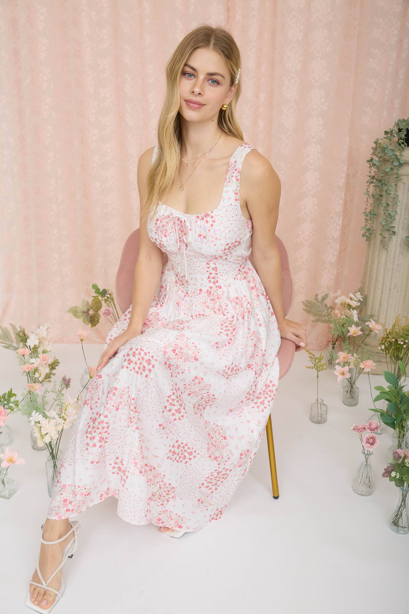 Pink Floral Corset Dress