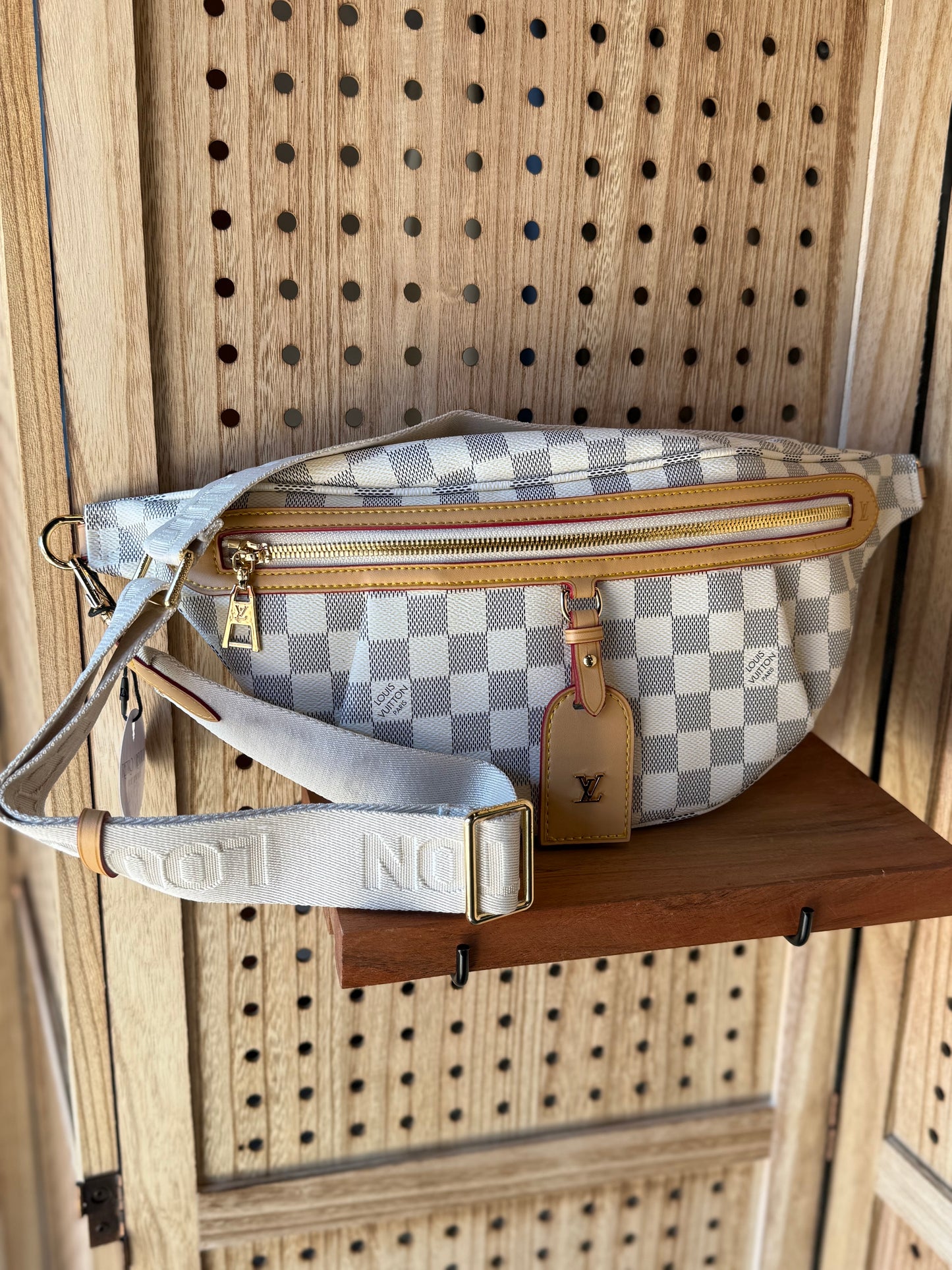 Luxury White Checker Fanny Bag