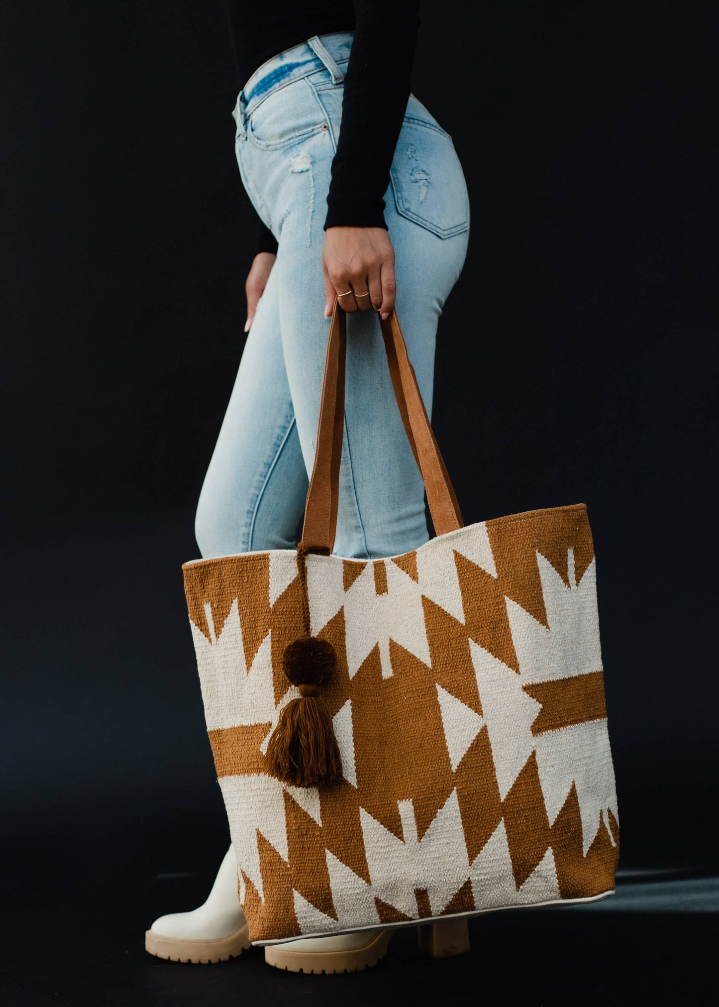 Camel & Cream Aztec Tote