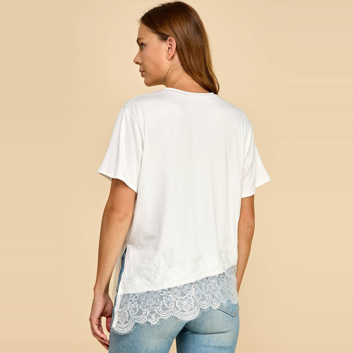 Asymmetrical Lace Top White