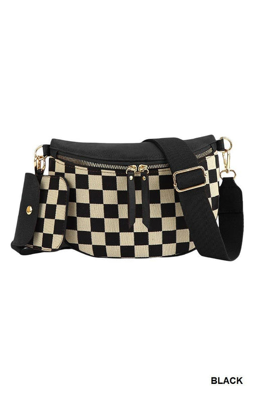 Checkered Crossbody Bag And Wallet