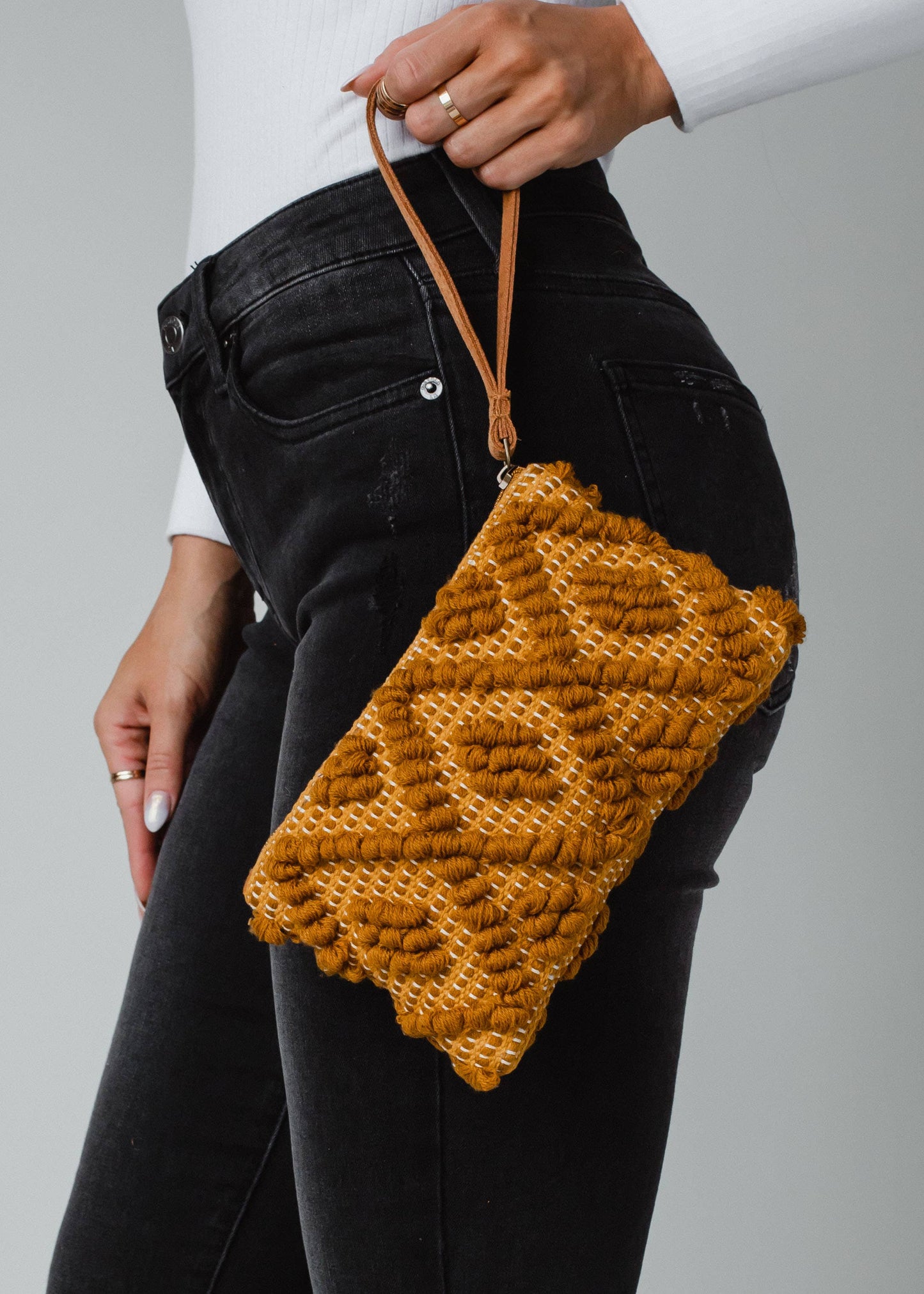 Mustard Diamond Pattern Wristlet