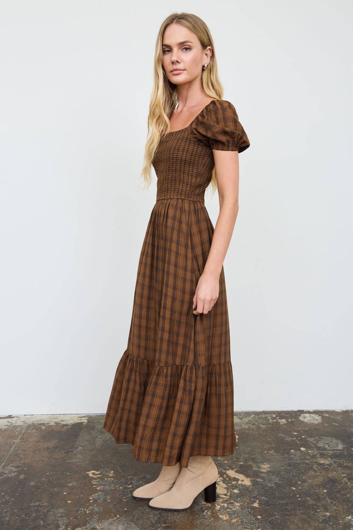 Gingham Tiered Fall Dress