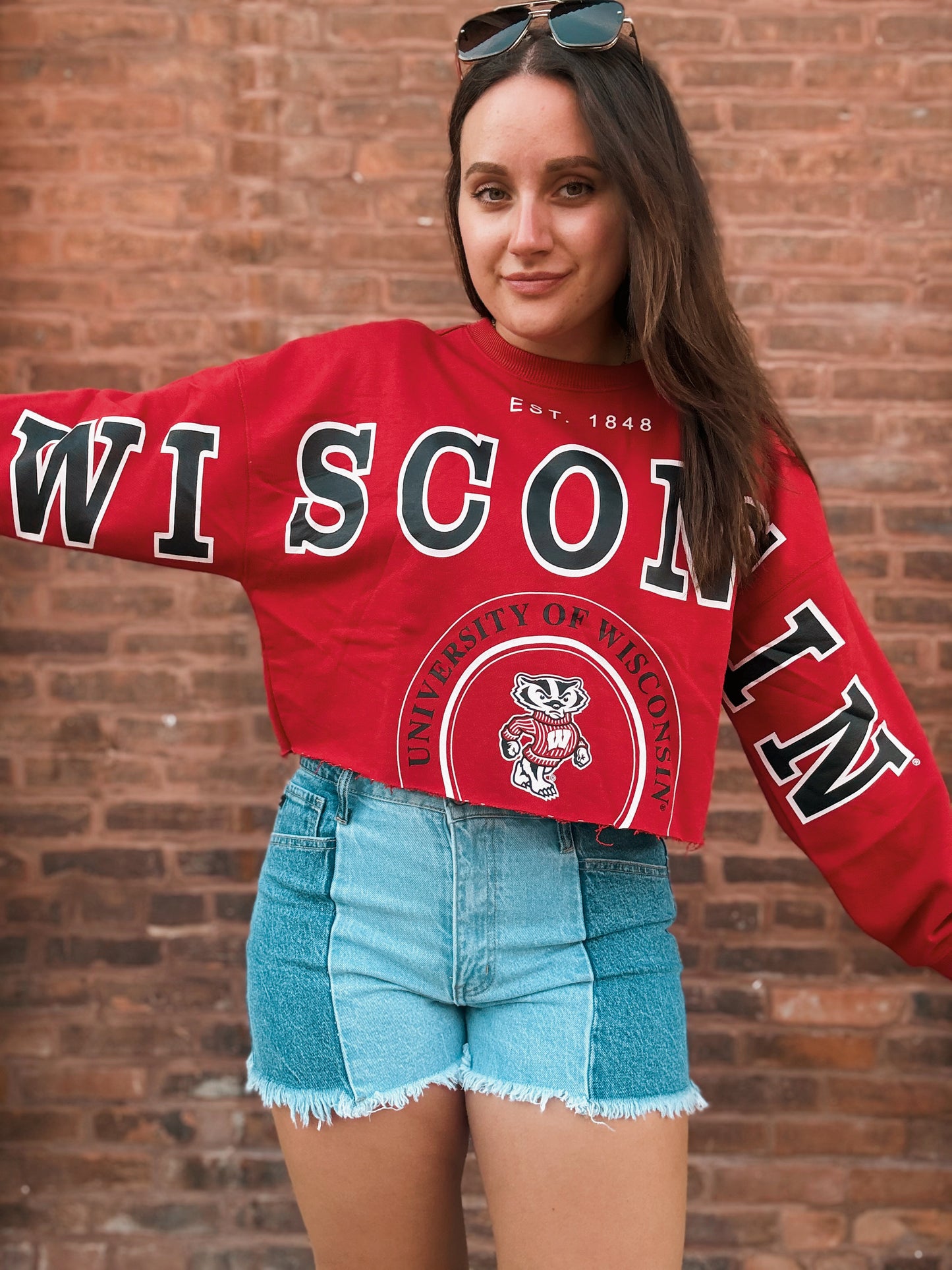 Wisconsin Split Cropped Longsleeve