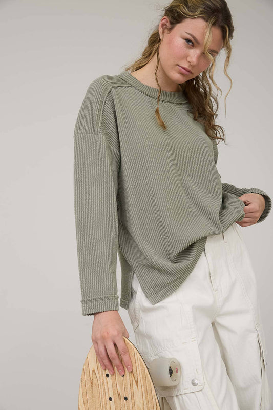 Dahlia Long Sleeve Ribbed Top