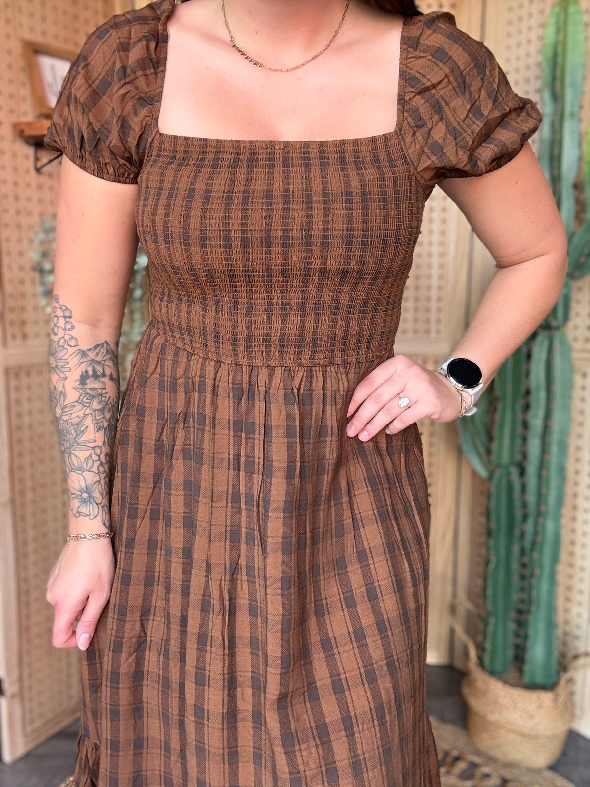Gingham Tiered Fall Dress