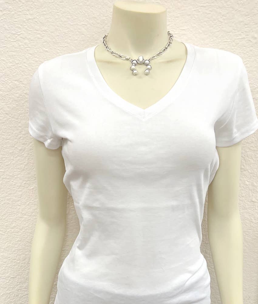 White Stone Chain Necklace