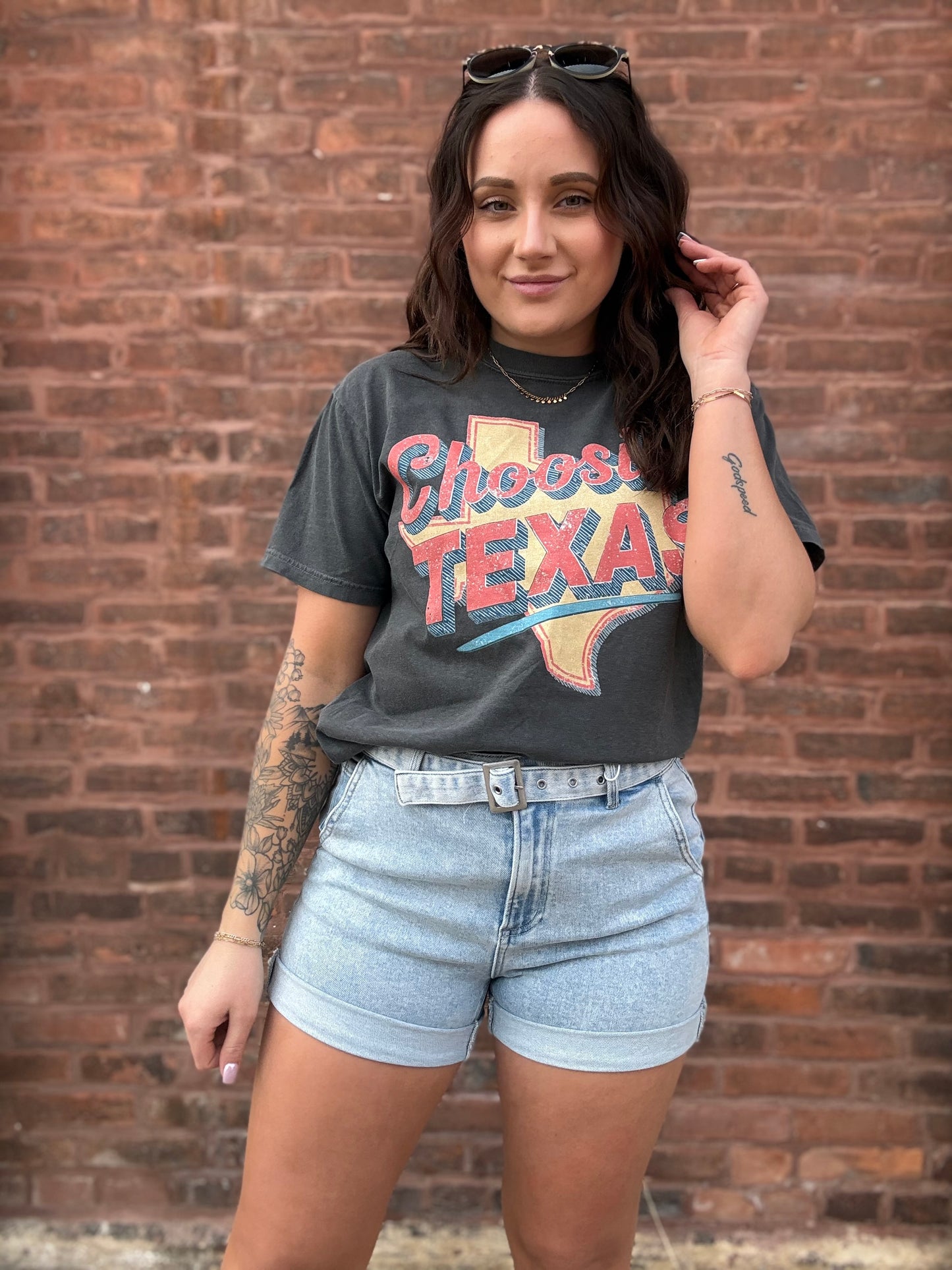 Belted Denim Shorts