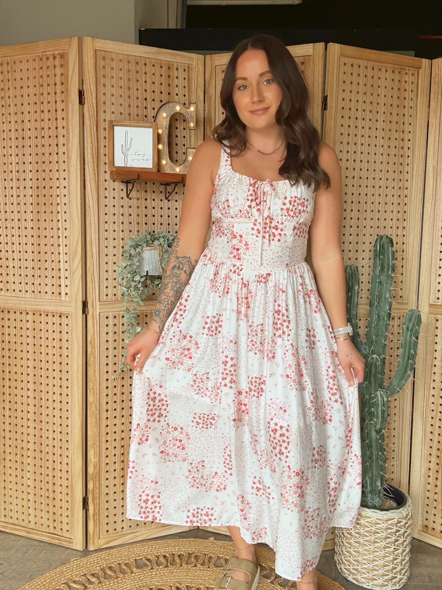 Pink Floral Corset Dress